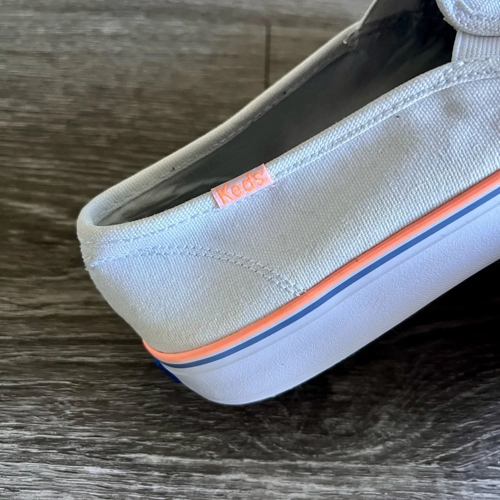 Keds / Women’s / Size 9 / White w/ Orange + Blue Trims - Picture 3 of 7